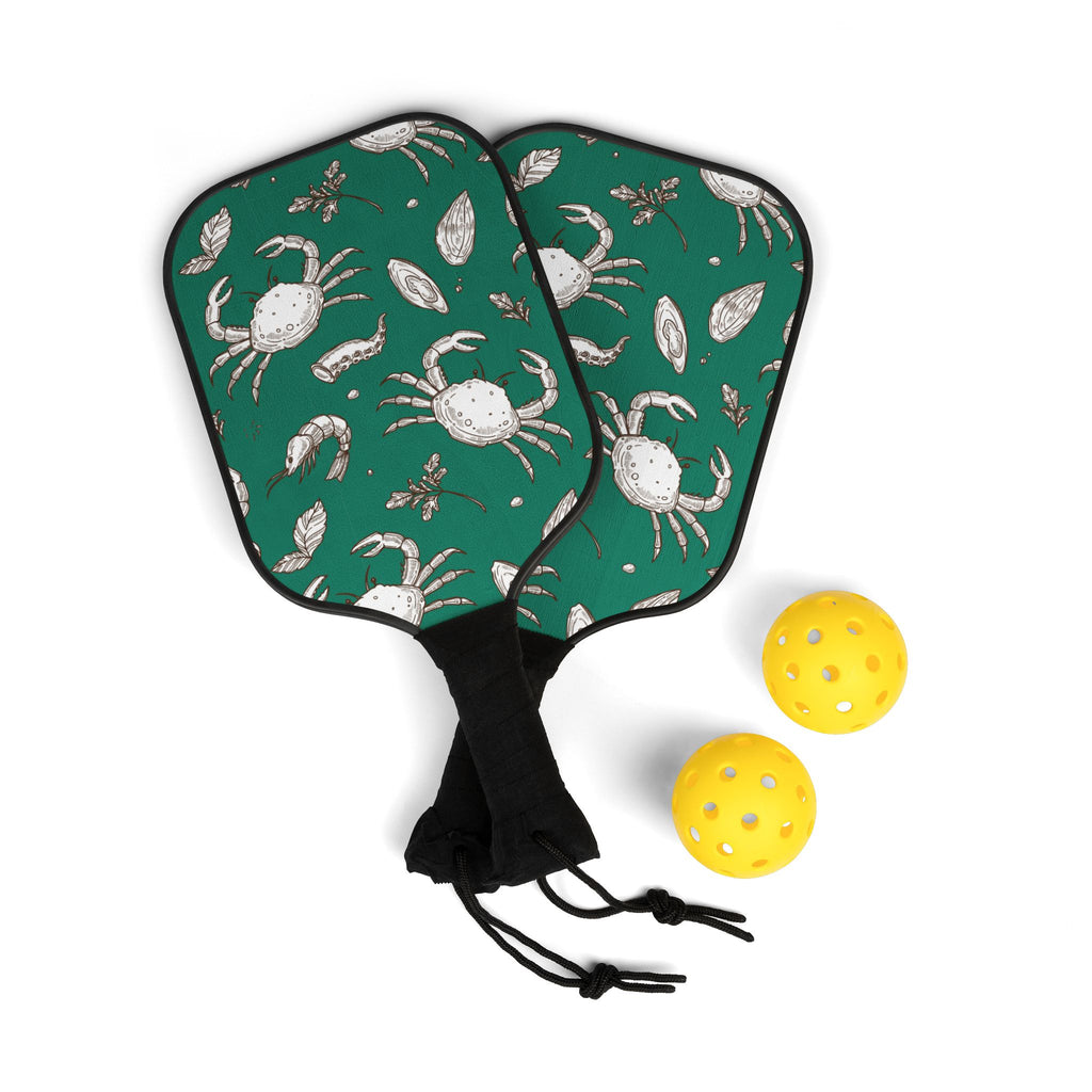 Teal Crab Pickleball Set (2 Paddles + 2 Balls)