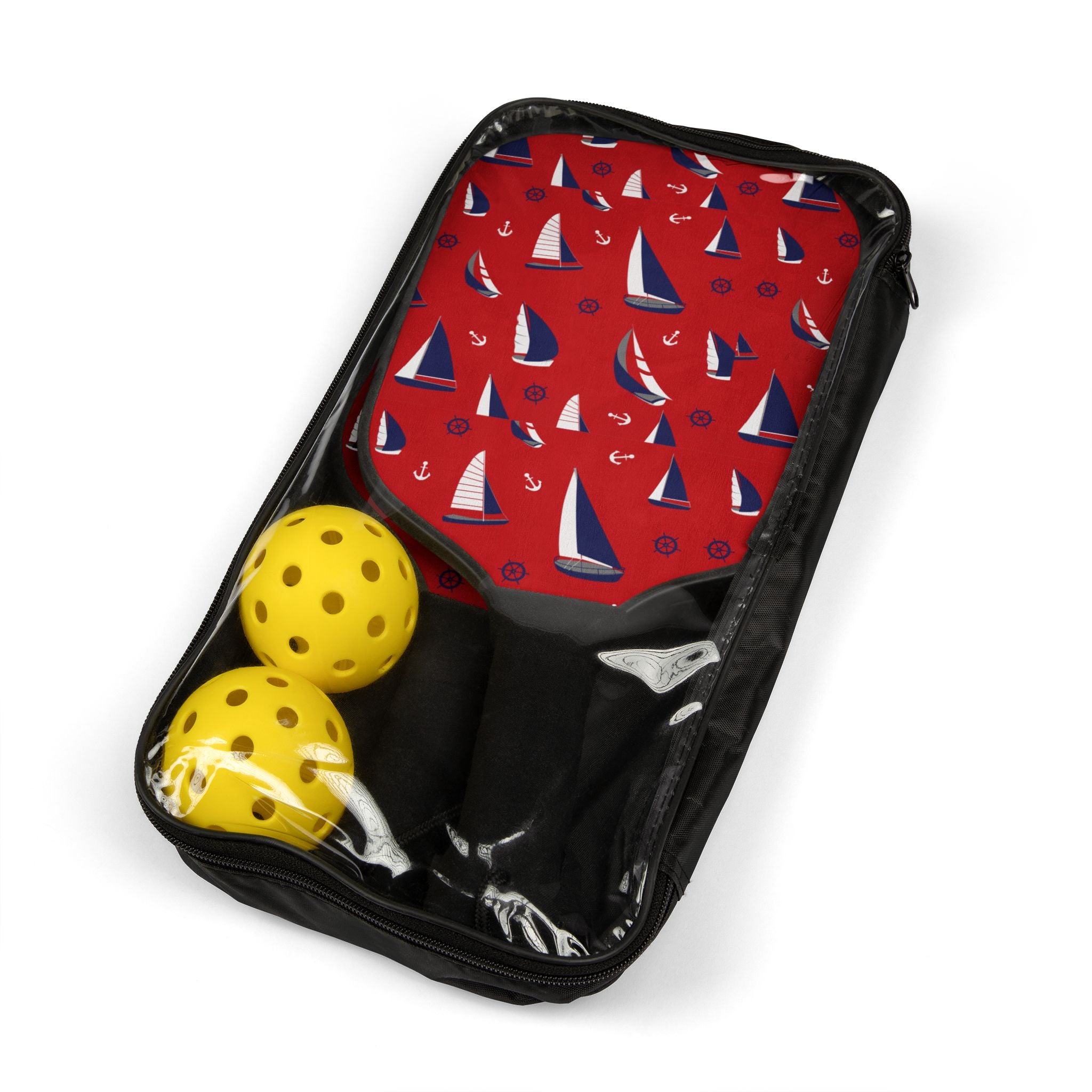 Red Sailboat Pickleball Set (2 Paddles + 2 Balls)
