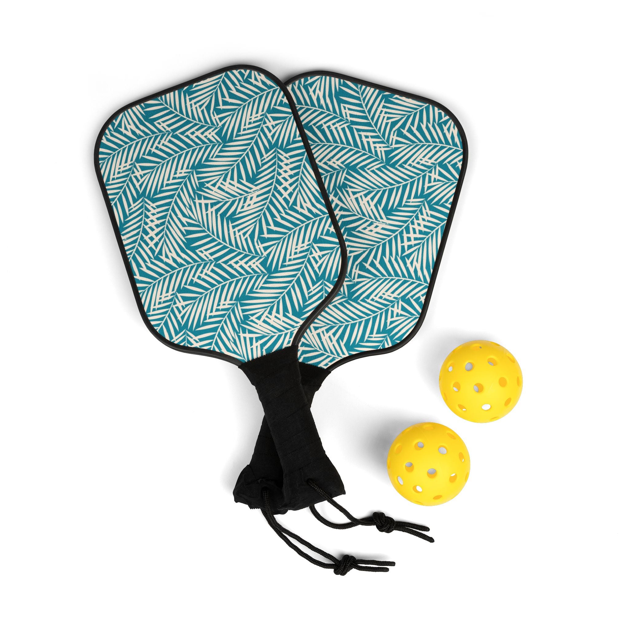 Tropical Palm Pickleball Set (2 Paddles + 2 Balls)