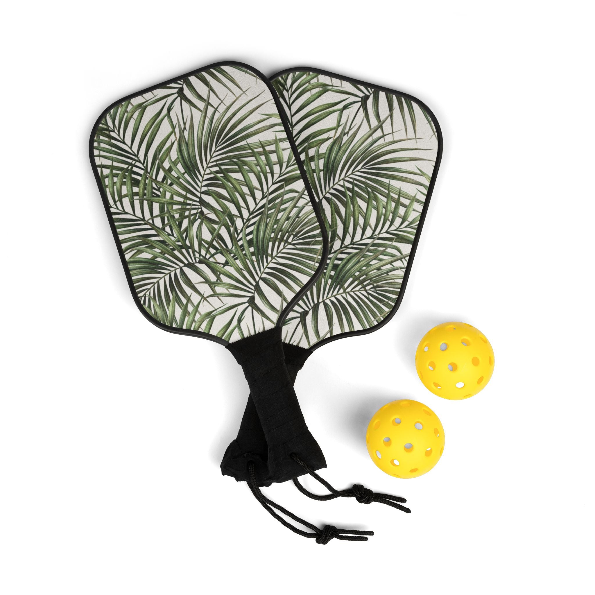 Palm Leaf Pickleball Set (2 Paddles + 2 Balls)