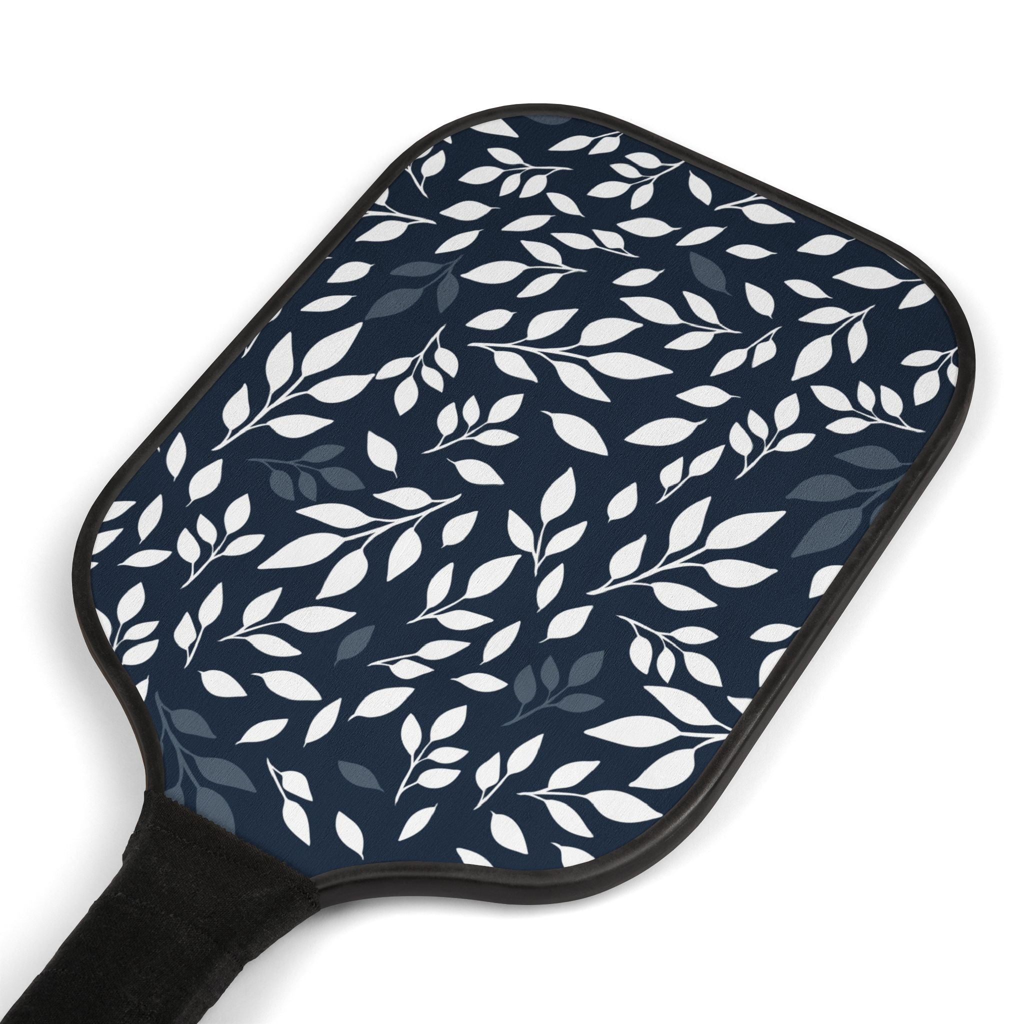 White & Navy Leaf Pickleball Set (2 Paddles & 2 Balls)