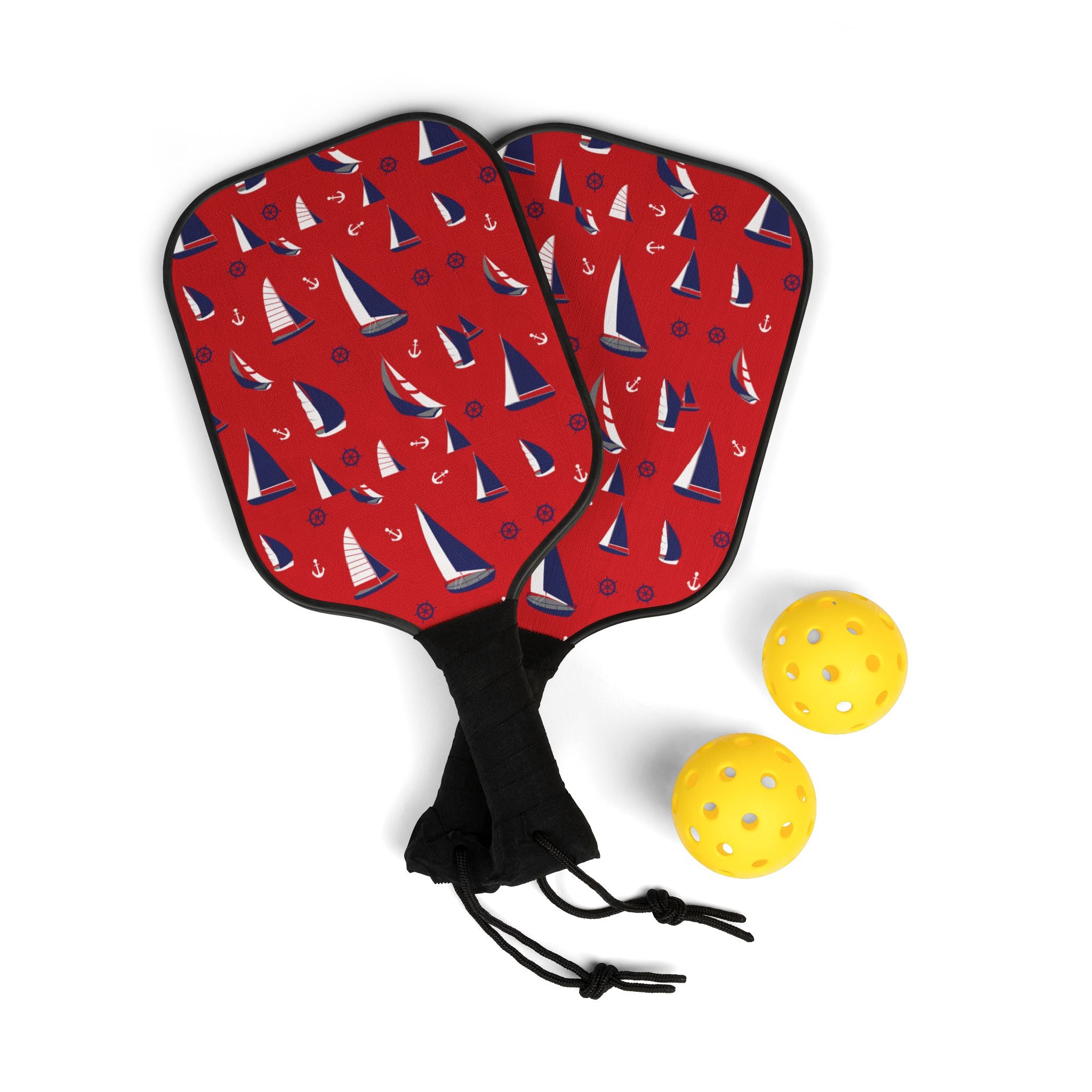 Red Sailboat Pickleball Set (2 Paddles + 2 Balls)